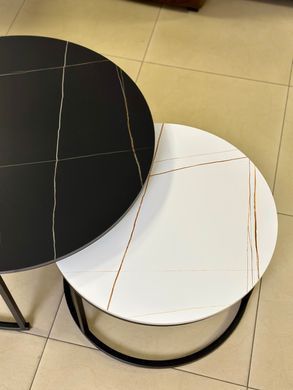Журнальний столик FLORIDA B Intarsio 80x80 Чорний Мат Білий Мат / Чорний фотографія