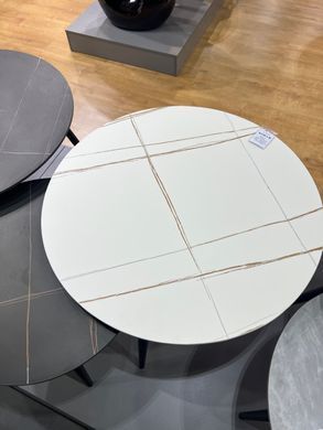 Журнальний столик KORA B Кераміка Signal 80x80 Ефект Мармуру Білий/Чорний /Чорний Мат фотографія