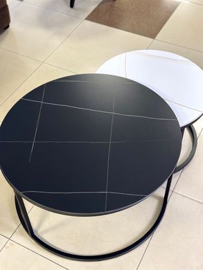 Журнальний столик FLORIDA B Intarsio 80x80 Чорний Мат Білий Мат / Чорний фотографія