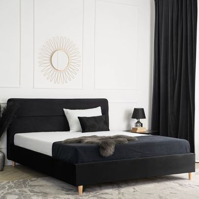 Кровать бархатная MEBEL ELITE BOND Velvet 160x200см Черный фотография