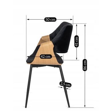 Стілець оксамитовий MEBEL ELITE DAKOTA Velvet, Чорний / Золотий дуб фотографія