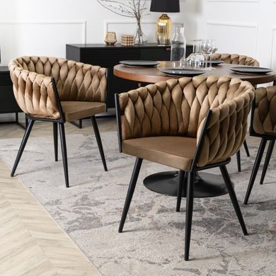 Стілець оксамитовий MEBEL ELITE ELENA Velvet Беж фотографія