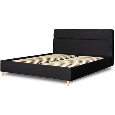 Кровать бархатная MEBEL ELITE BOND Velvet 160x200см Черный фотография