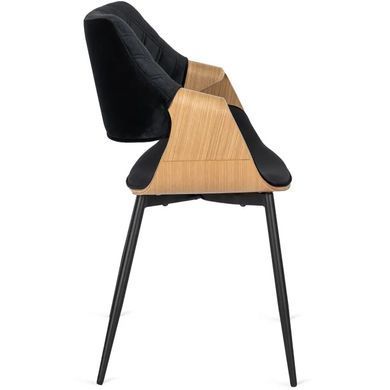 Стілець оксамитовий MEBEL ELITE DAKOTA Velvet, Чорний / Золотий дуб фотографія