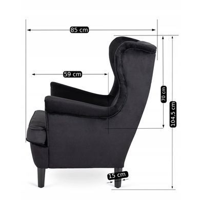 Кресло мягкое бархатное MEBEL ELITE KLARIS 2 Velvet Черный фотография