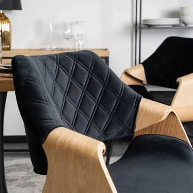 Стілець оксамитовий MEBEL ELITE DAKOTA Velvet, Чорний / Золотий дуб фотографія