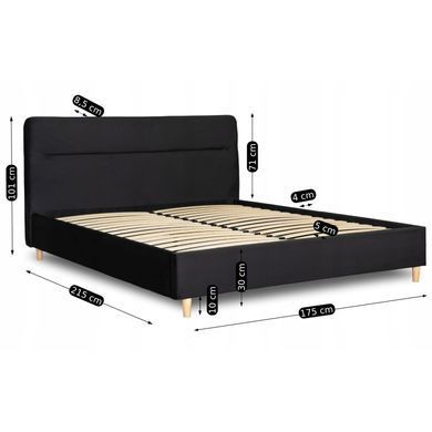 Кровать бархатная MEBEL ELITE BOND Velvet 160x200см Черный фотография