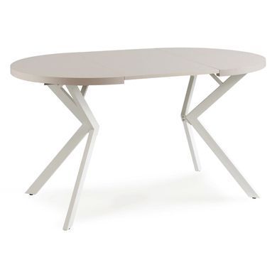 Стол раскладной круглый MEBEL ELITE LUGO 90(190)х90 см Кашемир/белый фотография
