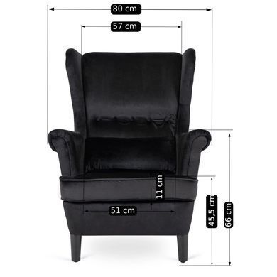 Кресло мягкое бархатное MEBEL ELITE KLARIS 2 Velvet Черный фотография