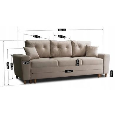 Диван 3-х місний оксамитовий MEBEL ELITE EMIL Velvet 230 см Бежевий фотографія