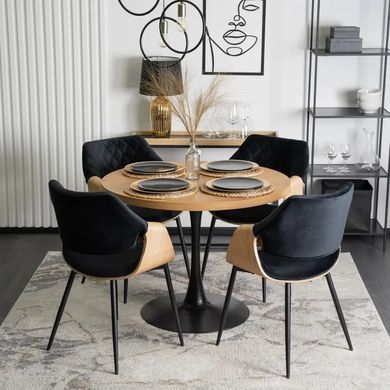 Стілець оксамитовий MEBEL ELITE DAKOTA Velvet, Чорний / Золотий дуб фотографія
