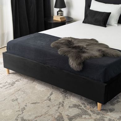 Кровать бархатная MEBEL ELITE BOND Velvet 160x200см Черный фотография