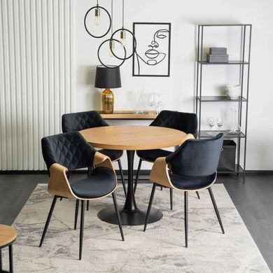 Стілець оксамитовий MEBEL ELITE DAKOTA Velvet, Чорний / Золотий дуб фотографія