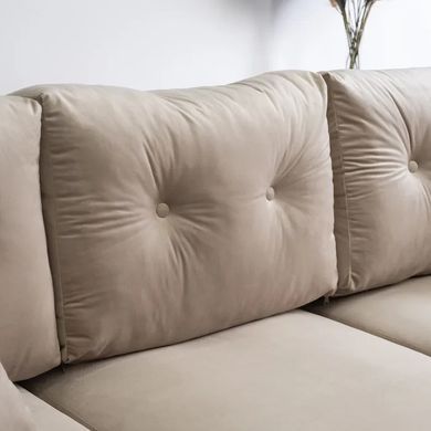 Диван 3-х місний оксамитовий MEBEL ELITE EMIL Velvet 230 см Бежевий фотографія