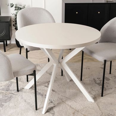 Стол раскладной круглый MEBEL ELITE LUGO 90(190)х90 см Кашемир/белый фотография
