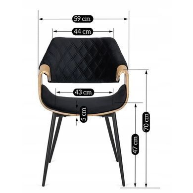 Стілець оксамитовий MEBEL ELITE DAKOTA Velvet, Чорний / Золотий дуб фотографія
