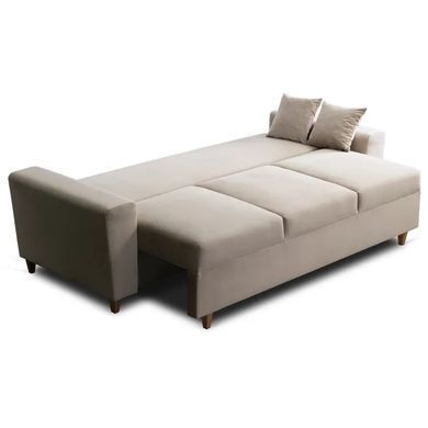 Диван 3-х місний оксамитовий MEBEL ELITE EMIL Velvet 230 см Бежевий фотографія