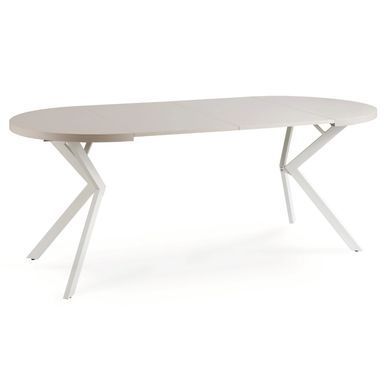 Стол раскладной круглый MEBEL ELITE LUGO 90(190)х90 см Кашемир/белый фотография