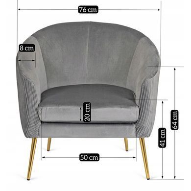 Крісло м'яке STELLA Velvet MEBEL ELITE Сірий фотографія