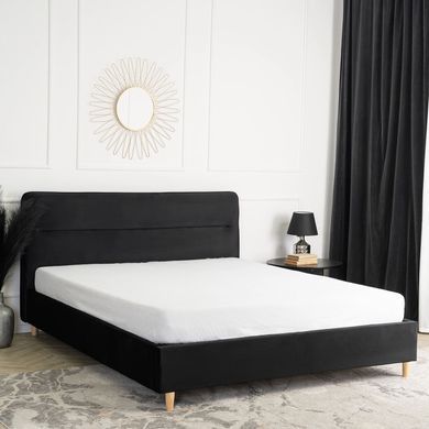 Кровать бархатная MEBEL ELITE BOND Velvet 160x200см Черный фотография