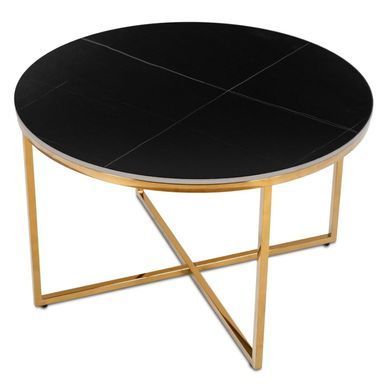 Журнальний столик MARINE MEBEL ELITE 80x80 Чорний/золото фотографія