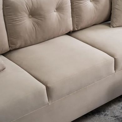 Диван 3-х місний оксамитовий MEBEL ELITE EMIL Velvet 230 см Бежевий фотографія