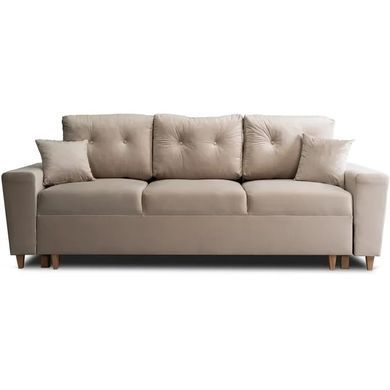 Диван 3-х місний оксамитовий MEBEL ELITE EMIL Velvet 230 см Бежевий фотографія