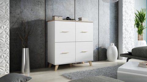 Комод LOTTA 4D Cama 110 Дуб Сонома / Белый фотография