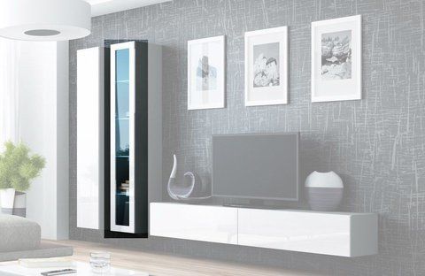Витрина навесная VIGO Cama 180 Стекло Серый Мат / Белый Глянец фотография