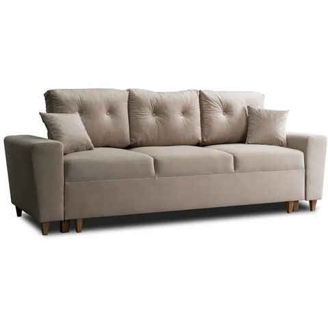 Диван 3-х місний оксамитовий MEBEL ELITE EMIL Velvet 230 см Бежевий фотографія
