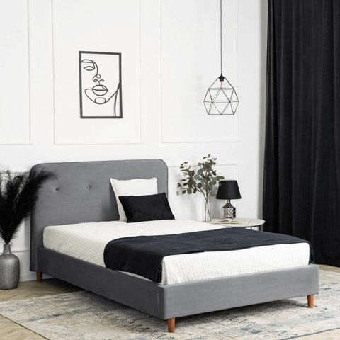 Кровать бархатная MEBEL ELITE DENNIS Velvet 120x200 Темно Серый фотография