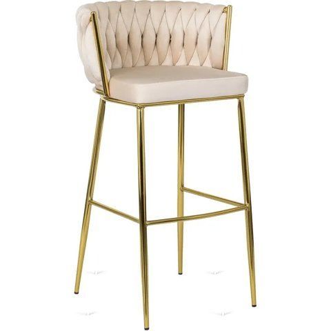 Барный стул бархатный MEBEL ELITE FLORES 2 Velvet кремовый / золотой фотография