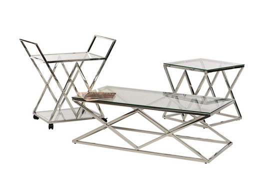Журнальний столик CD-1 VETRO 120x60 Прозорий / Срібло фотографія