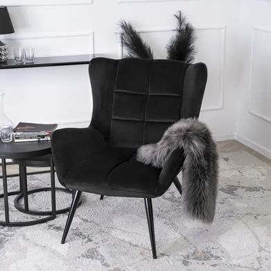 Кресло мягкое бархатное MEBEL ELITE VINCENT Velvet Черный фотография