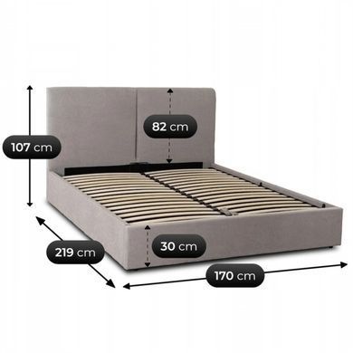 Ліжко двоспальне MEBEL ELITE MARSYLIA 160x200 см Сірий фотографія