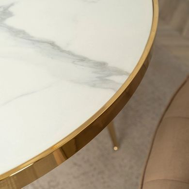 Стіл круглий TINGA MEBEL ELITE 100X100 Білий мармур/Золото фотографія