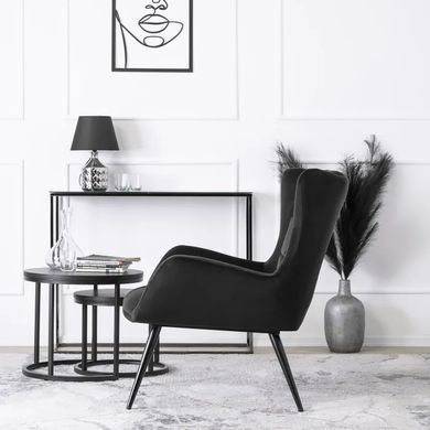 Кресло мягкое бархатное MEBEL ELITE VINCENT Velvet Черный фотография