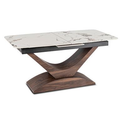 Стіл розкладний MEBEL ELITE ALICANTE 160(200)х90 см Білий мармур/Горіх фотографія