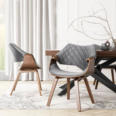 Стул бархатный MEBEL ELITE LUISE Velvet Серый/Орех фотография