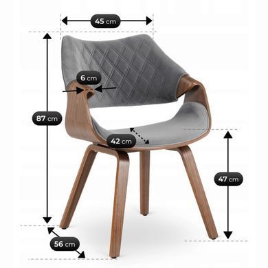 Стул бархатный MEBEL ELITE LUISE Velvet Серый/Орех фотография
