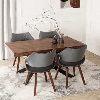 Стул бархатный MEBEL ELITE LUISE Velvet Серый/Орех фотография