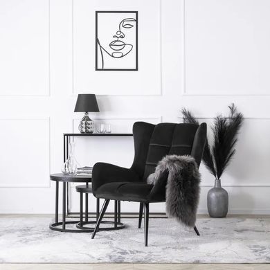 Кресло мягкое бархатное MEBEL ELITE VINCENT Velvet Черный фотография
