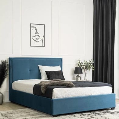 Ліжко двоспальне оксамитове MEBEL ELITE ANDRE Velvet 140x200 см Темно-синій фотографія