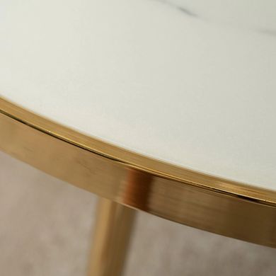 Стіл круглий TINGA MEBEL ELITE 100X100 Білий мармур/Золото фотографія