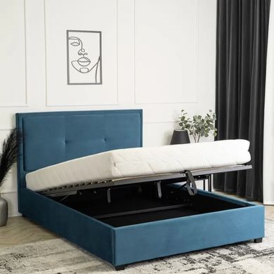 Ліжко двоспальне оксамитове MEBEL ELITE ANDRE Velvet 140x200 см Темно-синій фотографія