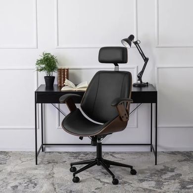 Стул офисный поворотный MEBEL ELITE FABIAN Экокожа Черный / Орех фотография