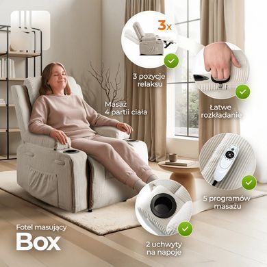 Масажне крісло MEBEL ELITE BOX Вельвет Беж фотографія