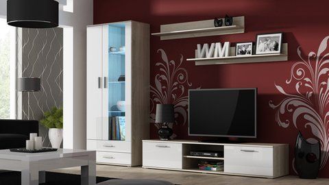 Стінка SOHO 8 Cama Дуб Сонома Мат / Білий Глянець фотографія
