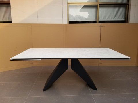 Стол Обеденный SAPPHIRE FROZEN RIVER Concepto 200(300)x100 Керамика Светло Серый/Черный фотография