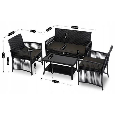 Комплект садовой мебели MEBEL ELITE FILADELFIA Черный